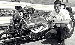 Don "The Snake" Prudhomme and his Ford rail dragster.