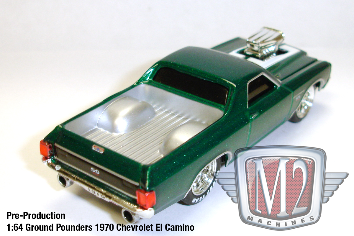 New M2 1/64 Diecast Car '70 Chevy El Camino SS on Display Stand in Clam Pack 