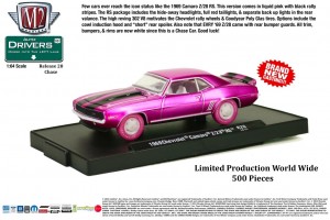 Drivers Release 28 - CHASE CAR - 1969 Chevrolet Camaro Z-28 RS - Liquid Pink with Black Z-28 Stripes - World Wide Production - 500 pieces - Final Image