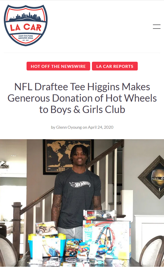 Die Cast X - Diecast Model Cars | Bengals draft pick Tee Higgins shares his passion for Hot Wheels